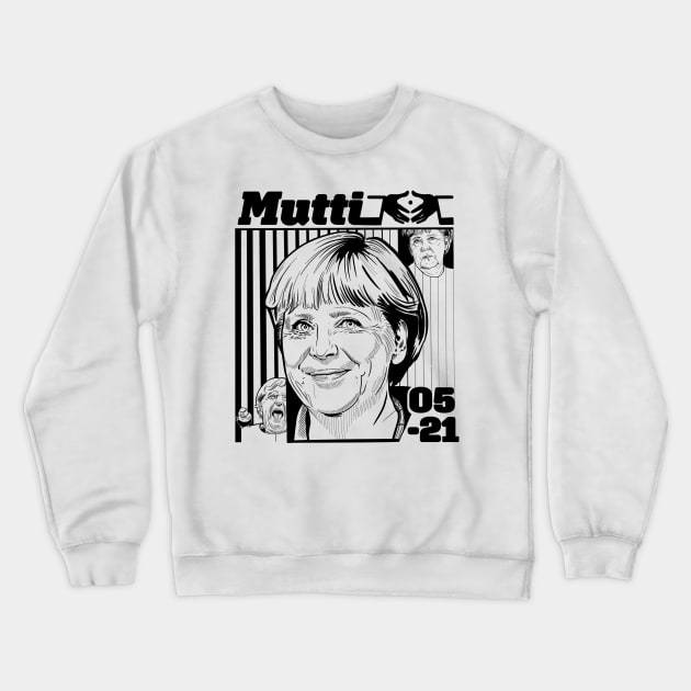 Mutti Merkel - Black Crewneck Sweatshirt by Guen Douglas 